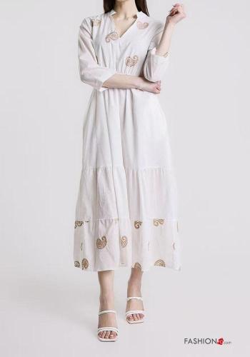 Robe en Coton à broderie manches à trois-quarts - ph 3