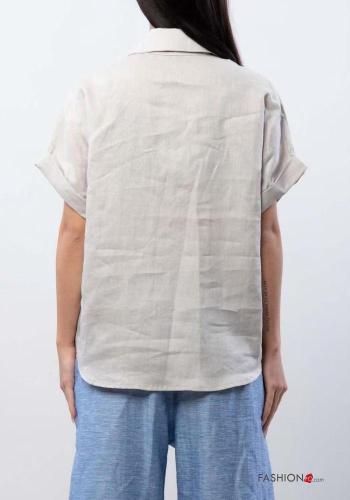 Chemise en Lin manches courtes avec poches - ph 3