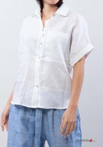 Chemise en Lin manches courtes avec poches - ph 4
