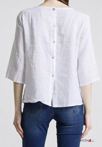 Top en Lin col rond à boutons - ph 4