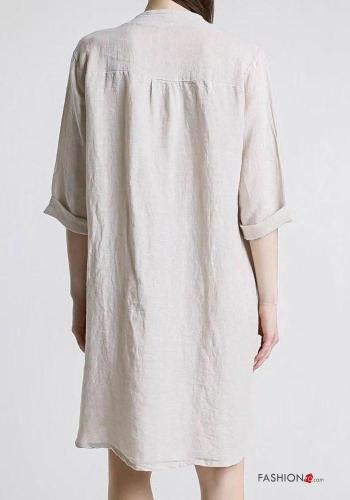 Robe en Lin à boutons manches à trois-quarts - ph 4