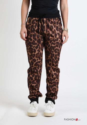 Calças Padrão animal com bolsos com corda com elástico - ph 4
