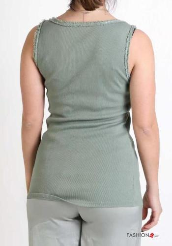Gerippte Tank-Top aus Baumwolle mit Pailletten - ph 2