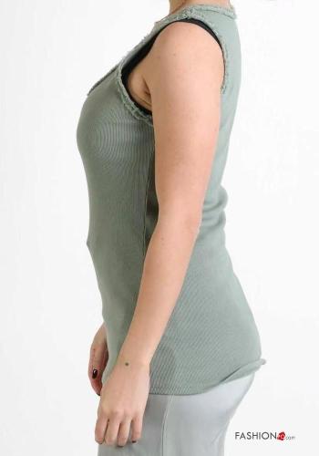 Gerippte Tank-Top aus Baumwolle mit Pailletten - ph 3