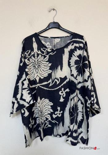 Floral oversized Linen Blouse 3/4 sleeve - ph 2