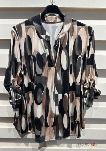 Geometrisches Muster Hemd mit Knöpfen - ph 3