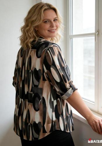 Geometrisches Muster Hemd mit Knöpfen - ph 4