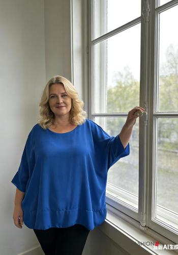 Tunique chiffon oversize col rond manches à trois-quarts - ph 1