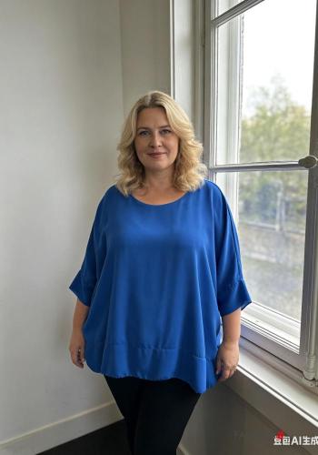 Tunique chiffon oversize col rond manches à trois-quarts - ph 2