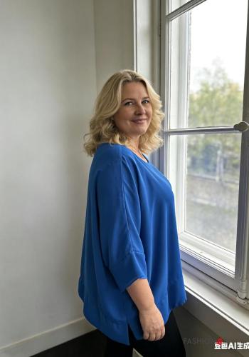 Tunique chiffon oversize col rond manches à trois-quarts - ph 3