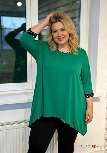 Túnica extra grande cuello redondo manga tres cuartos - ph 2