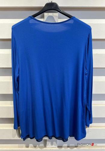 long sleeve crew neck lace trim Blouse with lining - ph 4