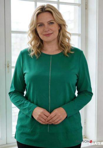 oversized crew neck long sleeve lurex Blouse with split - ph 2