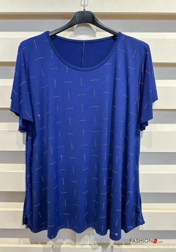 T-shirt girocollo oversize maniche corte con strass - ph 5