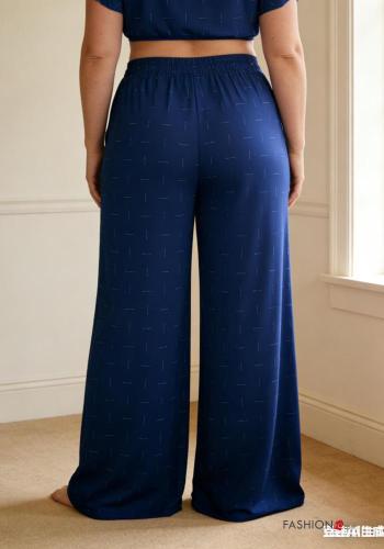 Oversize lange Hose mit Strasssteinen mit gummizug - ph 2