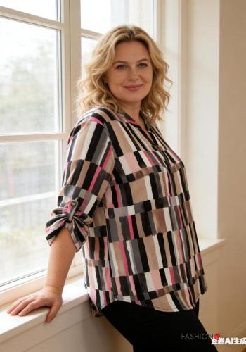 Blouse manches longues Imprimé à pois à boutons à col en V - ph 2