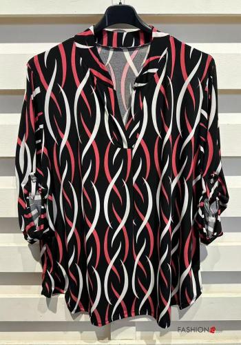 Blusa manga larga Estampado Geométrico con botones con cuello en v - ph 4
