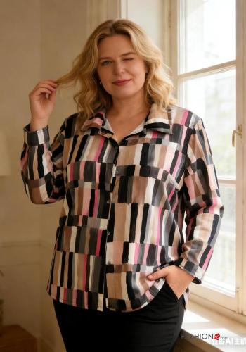 Blusa manga larga Estampado Geométrico con botones - ph 2