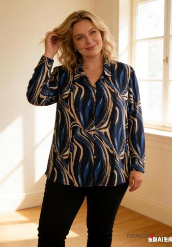 Blusa manga larga Estampado Geométrico con botones - ph 3