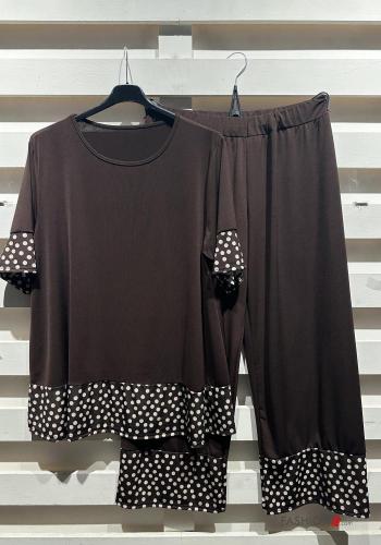 Conjunto manga corta cuello redondo Estampado de lunares con elástico - ph 4