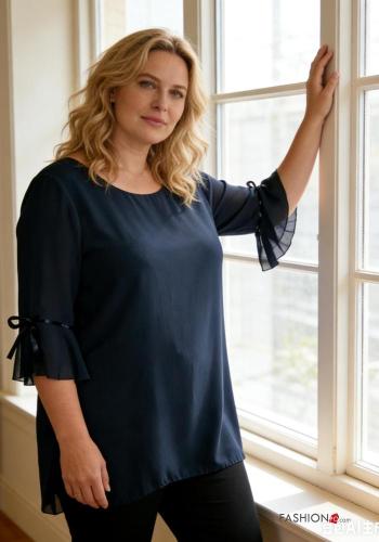 short sleeve crew neck chiffon T-shirt - ph 2