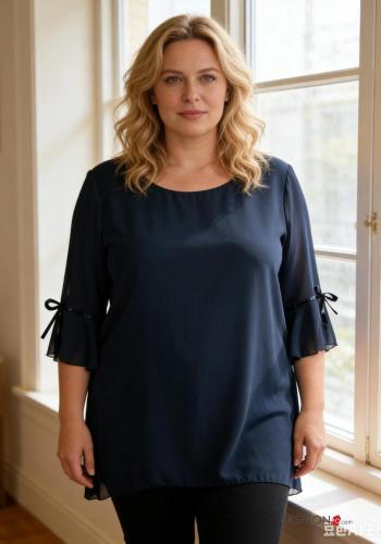 short sleeve crew neck chiffon T-shirt - ph 3