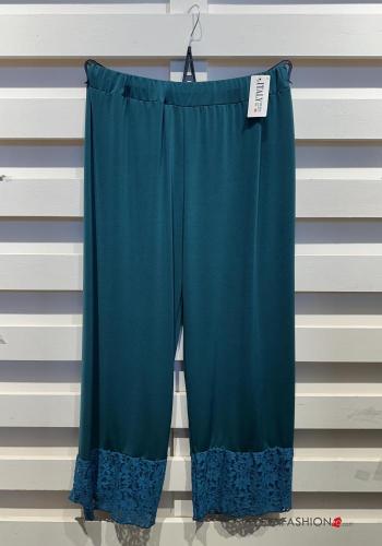 lace trim long Trousers with elastic - ph 4