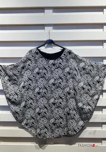 Creative print short sleeve crew neck chiffon T-shirt with lining - ph 4