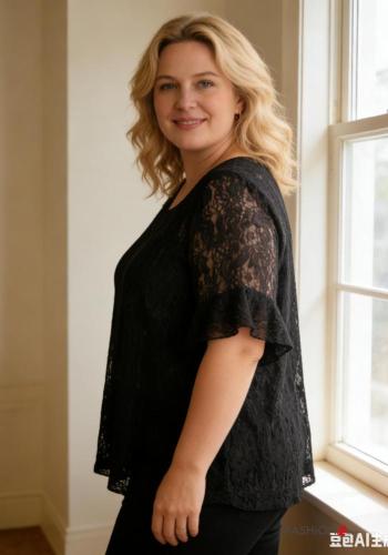ruffle sleeve crew neck lace trim T-shirt - ph 2
