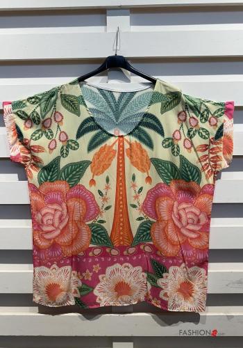T-shirt manches courtes col rond à Imprimé Floral - ph 3