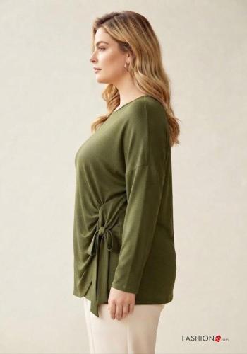 Blusa maniche lunghe girocollo con nodo - ph 2