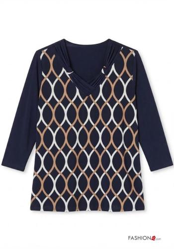 Blusa manga larga Estampado Artístico con cuello en v - ph 3