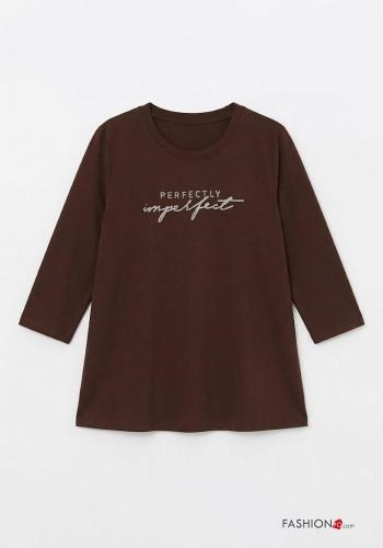 Blouse en Coton manches longues oversize col rond Imprimé écrit - ph 2