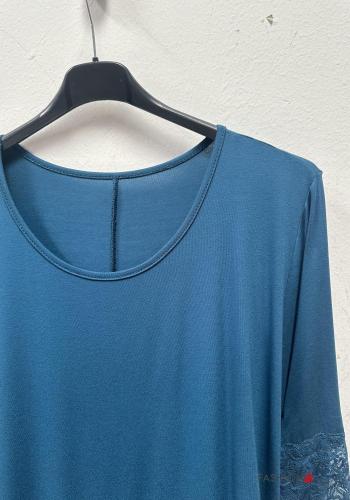 Blusa pizzo girocollo con spacco maniche a tre quarti - ph 4