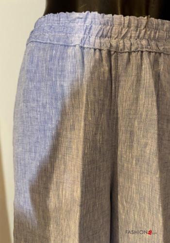 hoher Taille wide leg Hose aus Leinen mit gummizug - ph 3