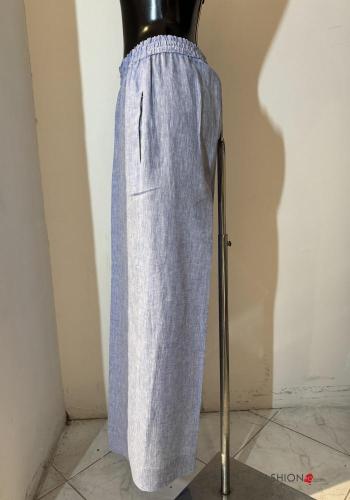 hoher Taille wide leg Hose aus Leinen mit gummizug - ph 4