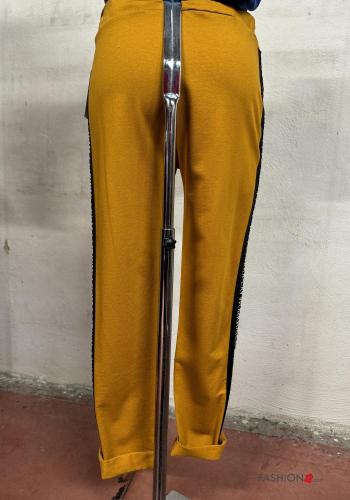 Pantalones deportivos de Algodón Patrones de escritura con cordón con bolsillos con elástico - ph 3