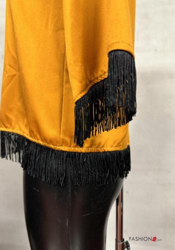 Blusa raso maniche a tre quarti con bottoni con frange - ph 3