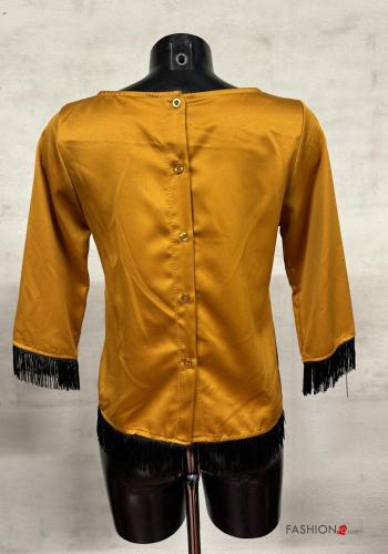 Blusa raso maniche a tre quarti con bottoni con frange - ph 4