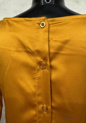 Blusa raso maniche a tre quarti con bottoni con frange - ph 5