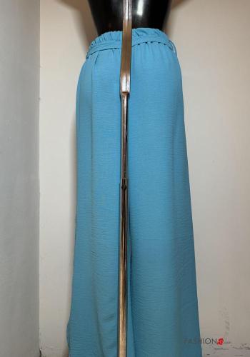 Pantalone wide leg con cintura in stoffa con elastico - ph 3