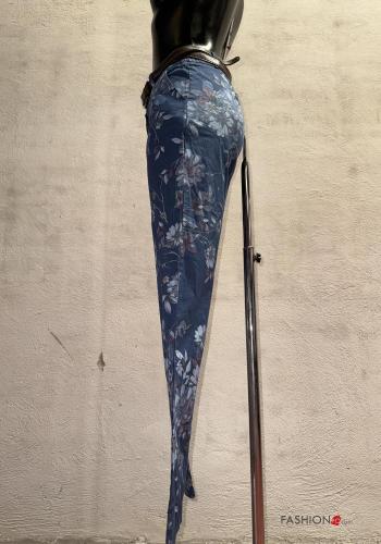 Floral Cotton Trousers with belt with pockets - ph 2