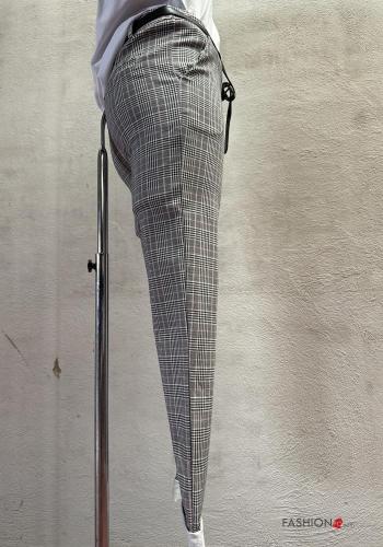Vichy Trousers with belt with buttons with zip with pockets - ph 2