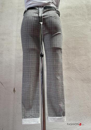Vichy Trousers with belt with buttons with zip with pockets - ph 3