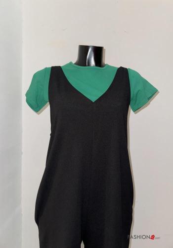 Salopette in Cotone scollo a V con tasche con T-shirt - ph 2