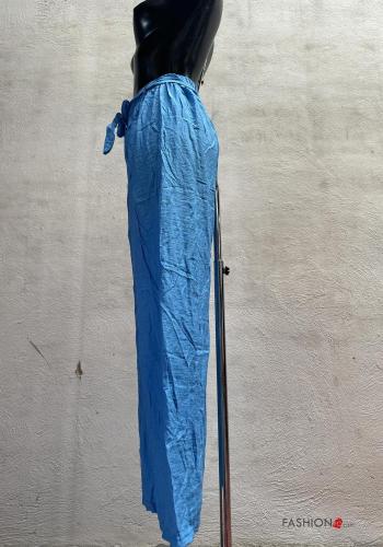 Pantalone in Cotone wide leg con bottoni con cintura in stoffa - ph 2