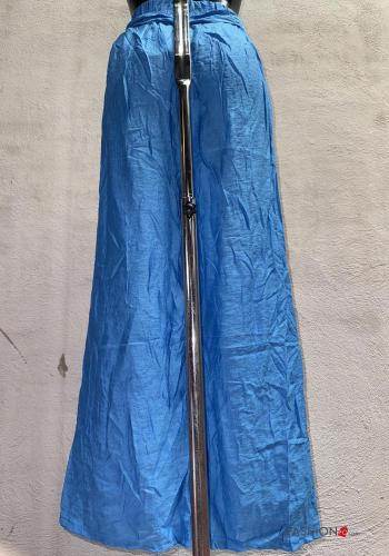 Pantalone in Cotone wide leg con bottoni con cintura in stoffa - ph 3