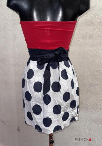Abito in Cotone senza maniche corto Fantasia pois con fiocco - ph 3