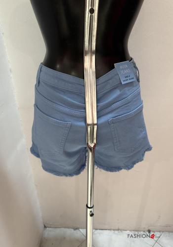 Denim Shorts aus Baumwolle mit Knöpfen mit Reißverschluss mit Taschen - ph 3