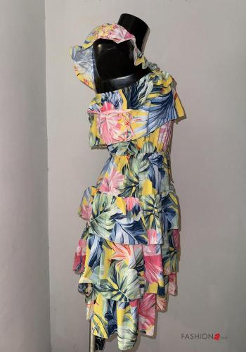 Abito maniche corte Fantasia floreale con balze con elastico - ph 2